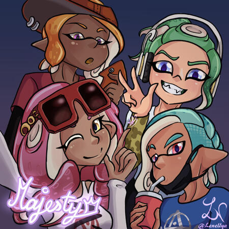 4 Characters, headshot, gradient background